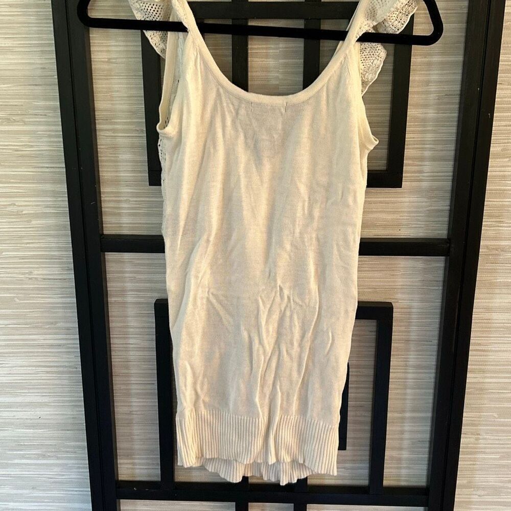 XOXO off-white crochet knit top low-cut V size S - Picture 5 of 5